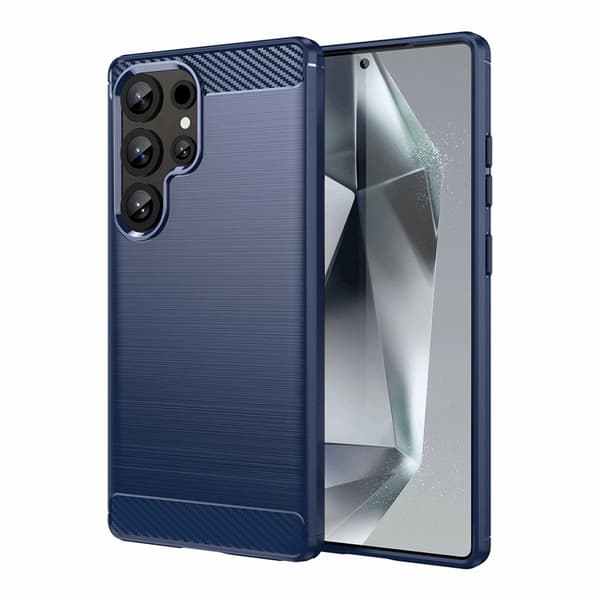 Telefontaske til Galaxy S25 Ultra Carbon Fleksibel - Blå Blå