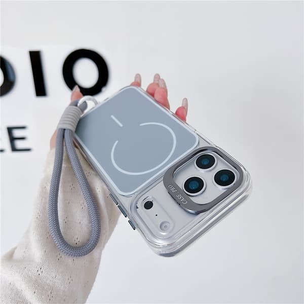 Mobilskal till iPhone 17 Pro Max MagSafe med Handrem Lens Kickstand - Grå Grå