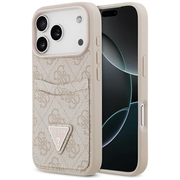 Guess Mobilcover til iPhone 17 Pro 4G Double Card Triangle Rosa