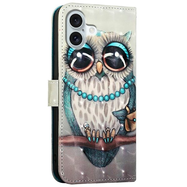 iPhone 16 Plus Plånboksfodral Printing Pattern Med Rem Grå