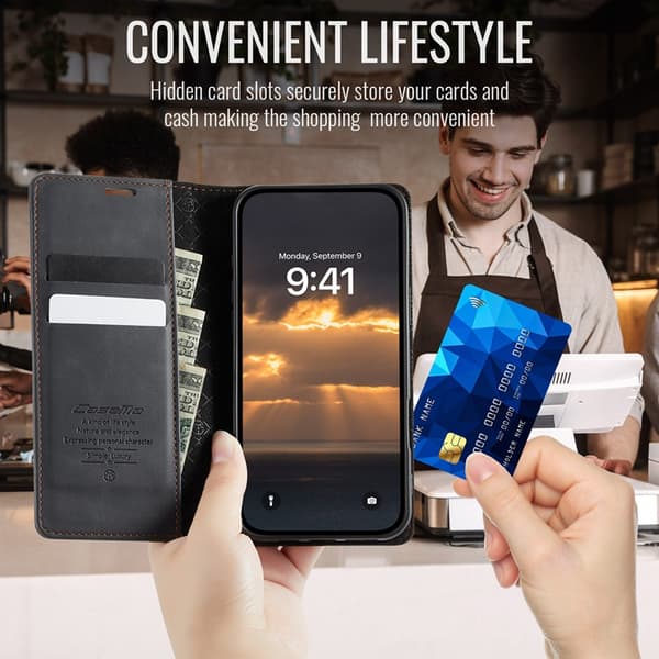 Caseme iPhone 17 Plånboksfodral RFID Blocking 033 Series - Svart Svart