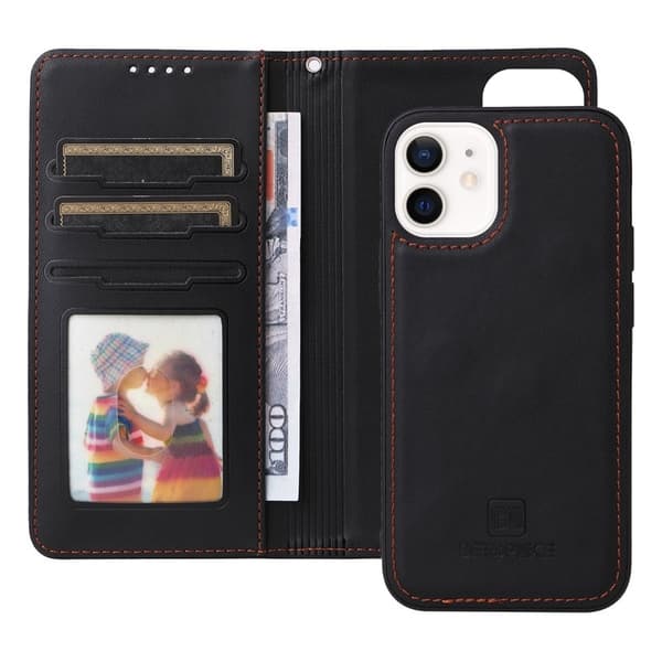 BETOPNICE iPhone 12 mini Plånboksfodral - Avtagbart Konstläder - Svart