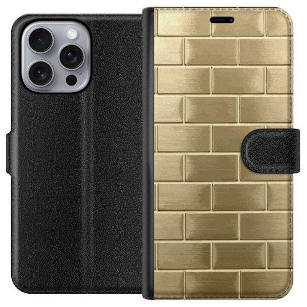 Plånboksfodral till Apple iPhone 16 Pro Max med Gyllene Murstenar