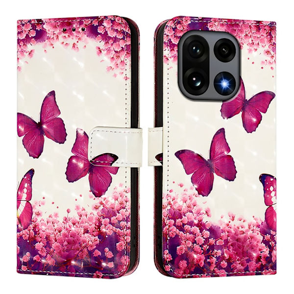 OnePlus 15 Konstläder Plånboksfodral Pattern Printing Rosa