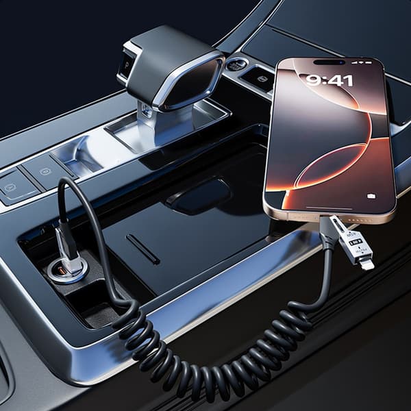 Dudao 4in1 USB-A/USB-C - Lightning/USB-C kabel 1.5m - Hvid Vit
