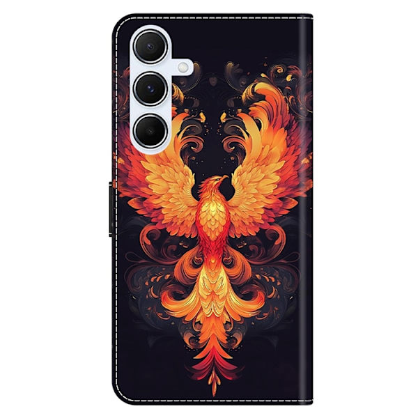Galaxy A17 5G Konstläder Plånboksfodral Pattern Printing - Flame Bird Orange