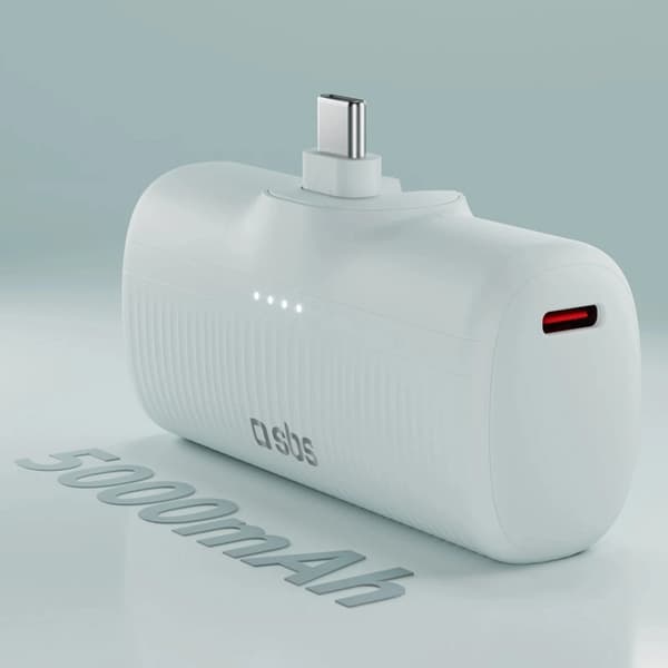 SBS Powerbank 5000mAh 10W med USB-C Hamn EcoPower - Grå