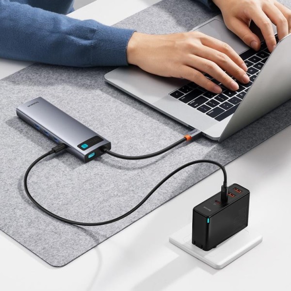 Baseus 11in1 HUB USB-C Till USB-C / 3x USB-A 3.0 - Grå