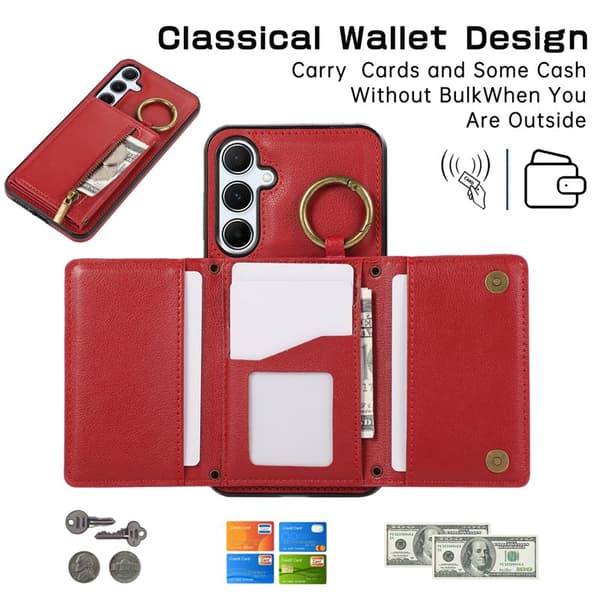 Plånboksfodral för Samsung Galaxy S26 Plus Konstläder Kickstand - Röd