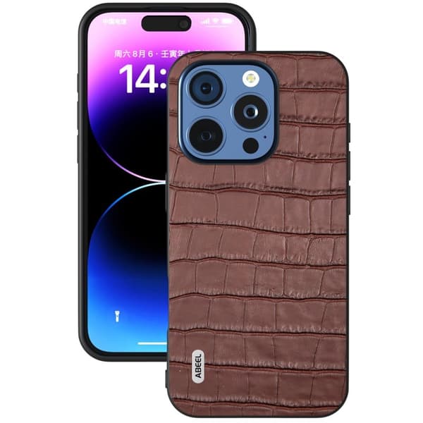 ABEEL Mobilskal till iPhone 16 Pro i Äkta Läder + PC + TPU - Brun