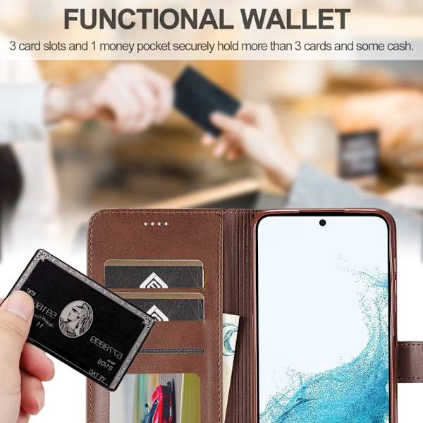 LC.IMEEKE Samsung Galaxy A35 5G Plånboksfodral Konstläder - Brun