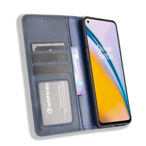 OnePlus Nord 2 5G Plånboksfodral Retro Style Flip Stativ Blå