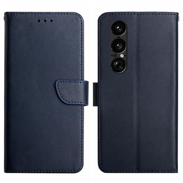 Sony Xperia 1 VII Plånboksfodral Äkta läder - Blå Blå