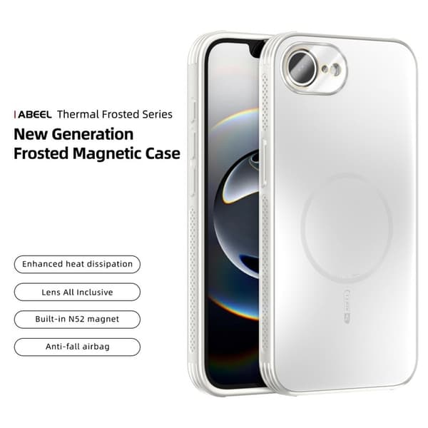 ABEEL Mobilskal till iPhone 16e Magnetiskt TPU PC Kylande Matt Vit