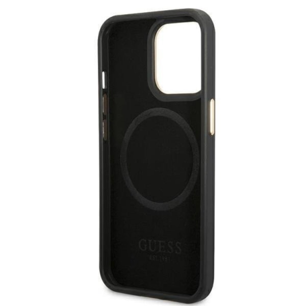 GUESS iPhone 14 Pro Max Mobilskal MagSafe 4G Logo Plate - Svart