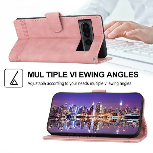 DIERFENG DF-03 Plånboksfodral för Google Pixel 7 Pro 5G Konstläder - Rosa