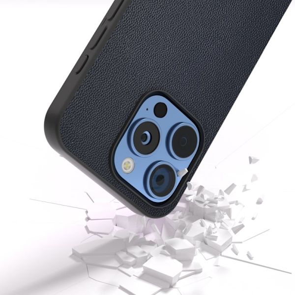 ABEEL Mobilskal till iPhone 16 Pro Äkta Läder PC Telefonfodral - Blå