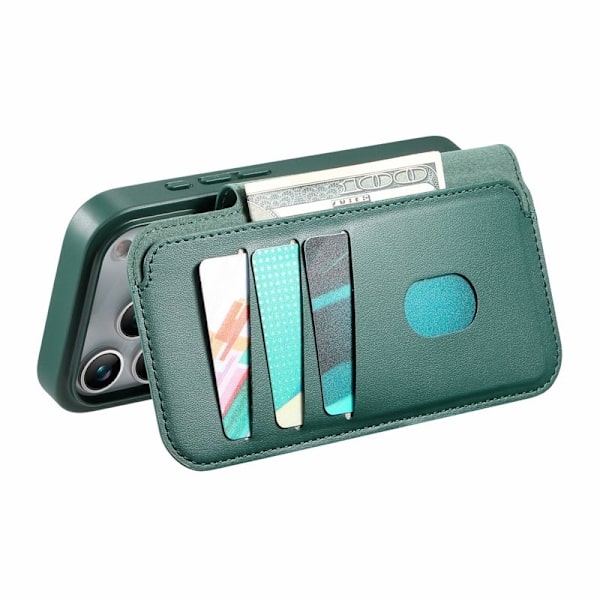 CASENEO iPhone 17 Pro Plånboksfodral RFID Blocking Konstläder - Grön