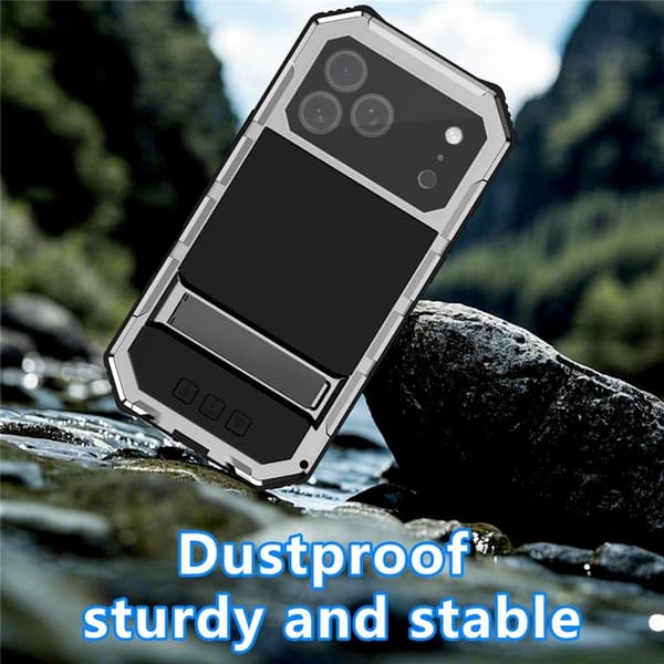 R-JUST Mobilskal till iPhone 17 Pro med Härdat Glas Kickstand - Silver Silver