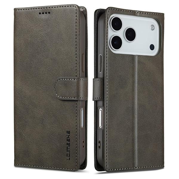 LC.IMEEKE iPhone 17 Pro Plånboksfodral Konstläder - Grå