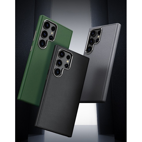Galaxy S24 Plus Mobilskal Läder Shockproof Silikon - Grön