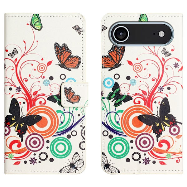 iPhone Air Konstläder Plånboksfodral Pattern Print - Vit Fjäril Vit
