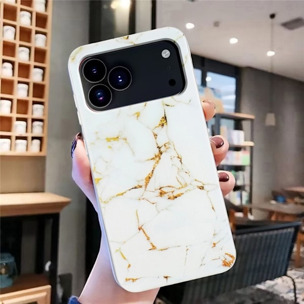 Mobilskal till iPhone 17 Pro Marble Pattern Painted TPU - Vit Vit