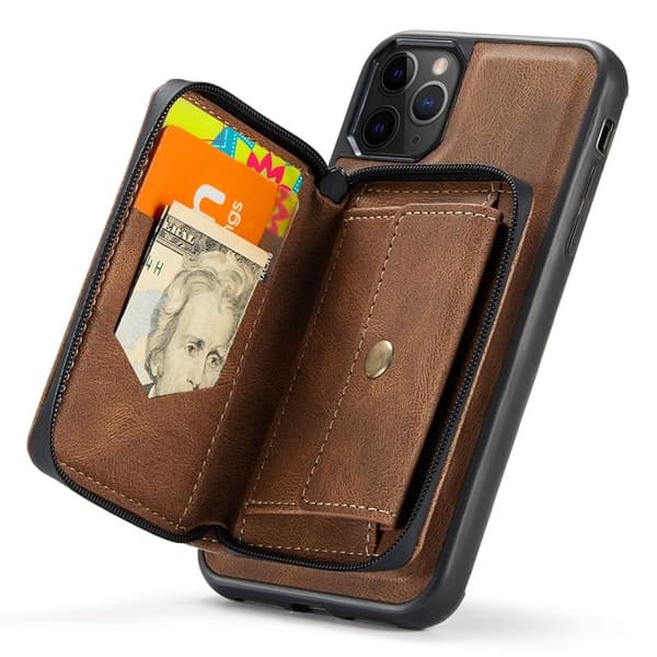JEEHOOD iPhone 11 Pro Plånboksfodral Konstläder TPU Magnetisk Brun