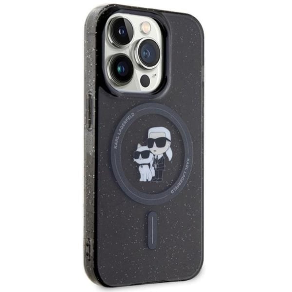 KARL LAGERFELD iPhone 15 Pro Mobiltaske Magsafe Glitter - Sort