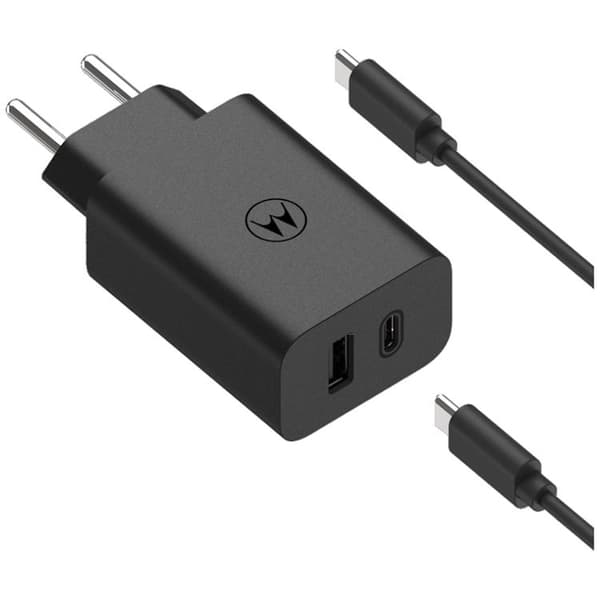Motorola Hurtigoplader 50W 1xUSB-A 1xUSB-C med 1m Kabel TurboPower - Sort Svart
