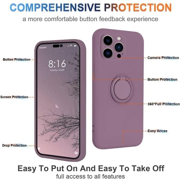 Mobilskal till iPhone 15 Pro Ringhållare Liquid Silikon - Lila Lila