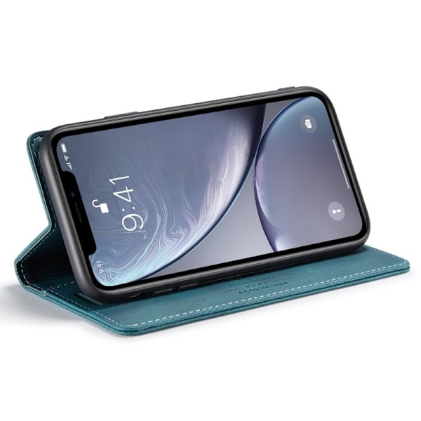 AUTSPACE A01 iPhone XR Plånboksfodral Konstläder - Blå