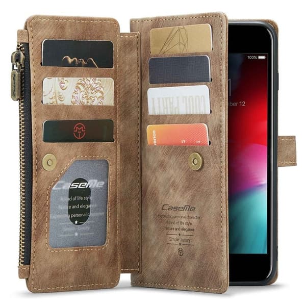 CASEME C30 Plånboksfodral för iPhone 6 Plus/6s Plus - Brun Konstläder