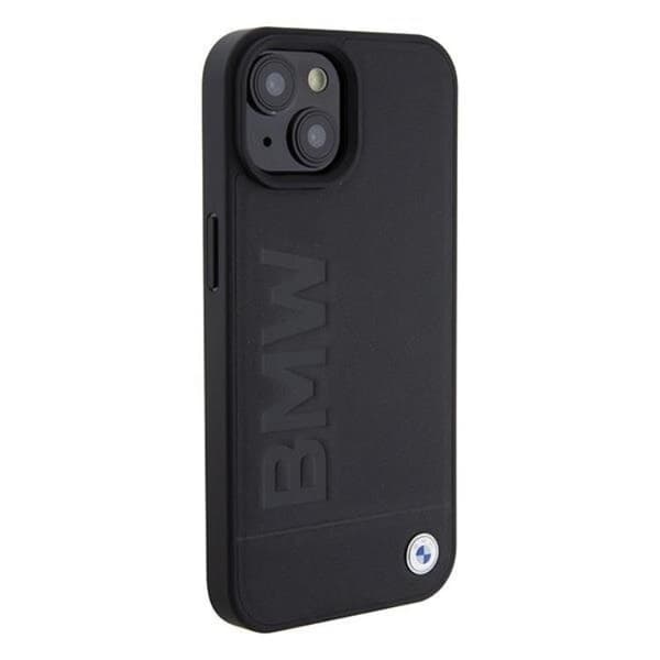 BMW iPhone 15 Mobilskal Magsafe Læder Hot Stamp - Sort Black
