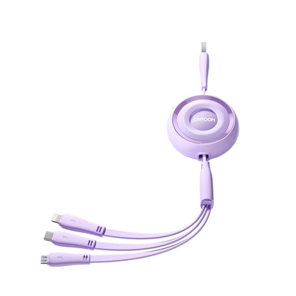 Joyroom 3in1 sisäänvedettävä Lightning/USB-C/MicroUSB 1m violetti kaapeli