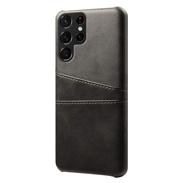 Galaxy S23 Ultra Skal Korthållare Dual PU-Läder - Svart Svart