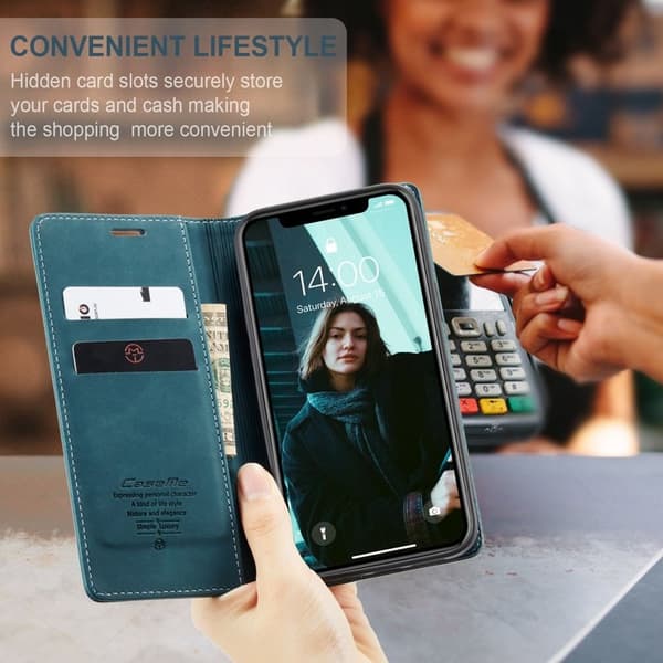 CASEME 013 Series KonstLäder Mobilskal för iPhone XR 6.1 tum - Blå
