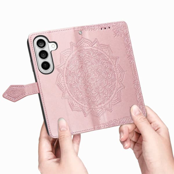 Plånboksfodral för Samsung Galaxy S26 Plus Mandala Blommor Konstläder - Roséguld