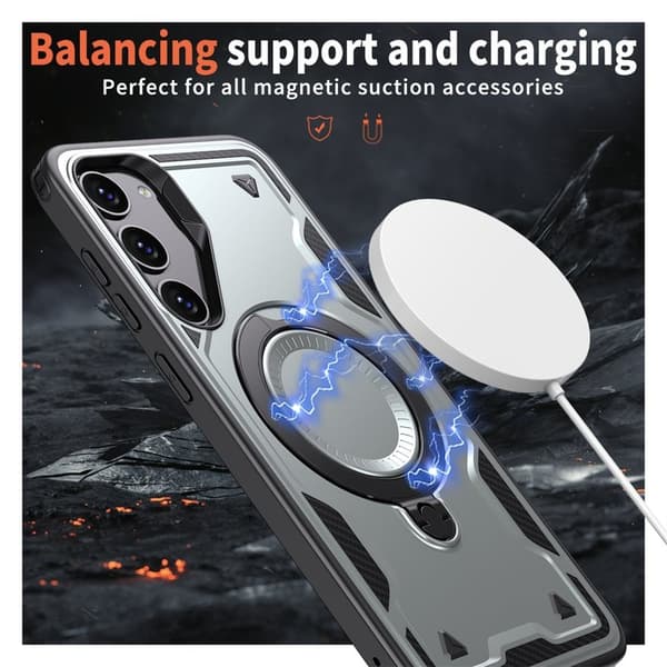 Mobilskal till Samsung Galaxy S23 Plast Militärskydd Kickstand - Grå