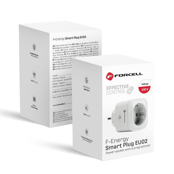 Forcell Smart Plug 230V med WiFi Stöd för Tuya/Amazon Alexa Vit