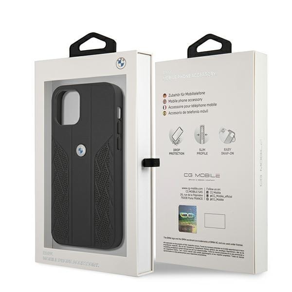 BMW Läder Curve Perforate Skal iPhone 12 mini - Svart Svart