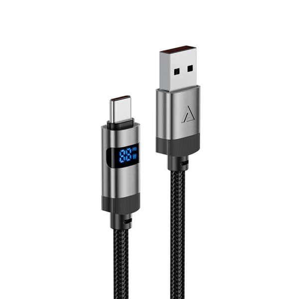 Acefast USB-A - USB-C 66W Kabel 1.2m Display 480Mb/s - Svart Svart