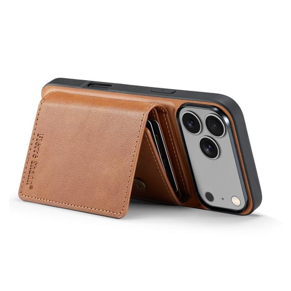 FIERRE SHANN FS030 iPhone 17 Pro Plånboksfodral Konstläder - Brun Brun