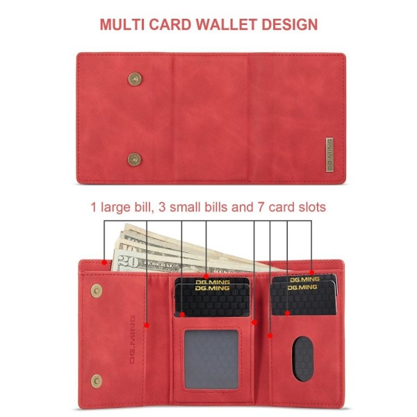 DG.MING iPhone 13 Mini Skal samt Wallet med Kickstand - Röd Red