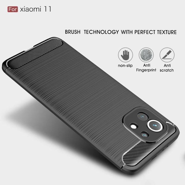 Carbon Fiber mobiltaske til Xiaomi Mi 11 - Sort Black