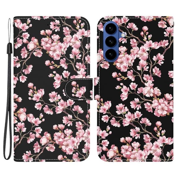 Samsung Galaxy S26 / S26 Pro Plånboksfodral Anti-Drop Konstläder - Plommonblomma