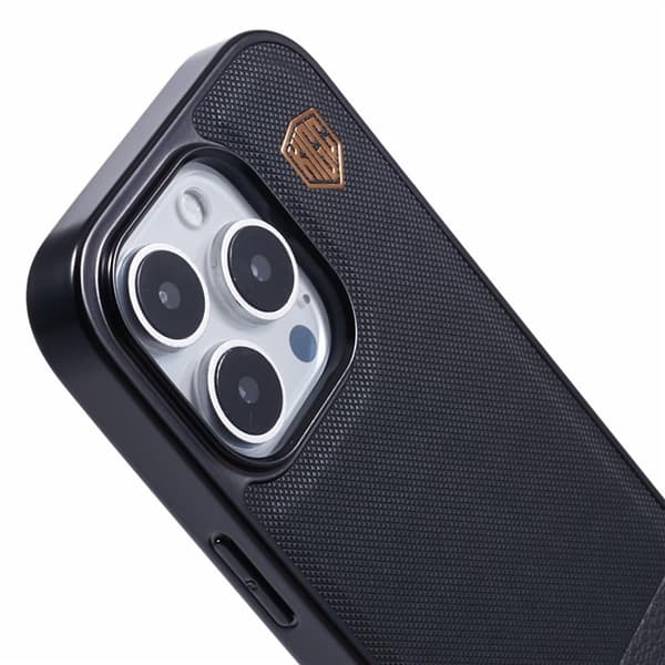 KIGC Mobilskal till iPhone 16 Pro Electroplating PC + TPU + PU Svart