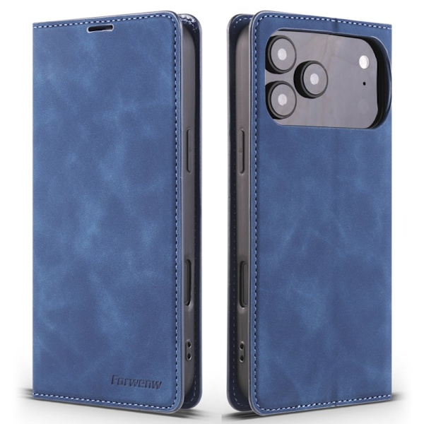 FORWENW iPhone 17 Pro Plånboksfodral Konstläder - Blå