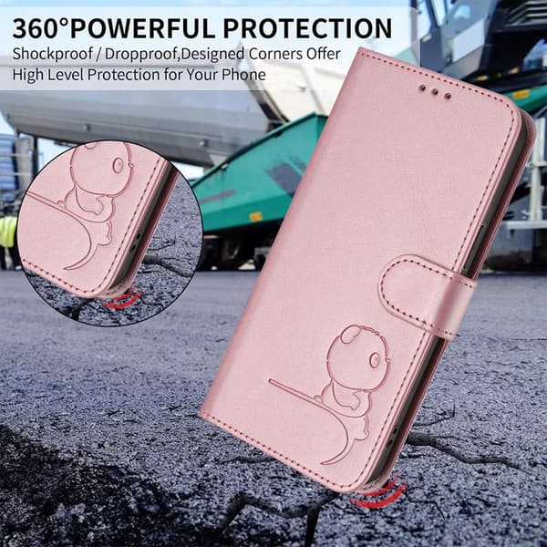 OnePlus 15 Konstläder Plånboksfodral Panda Imprint RFID-Skydd Rosa