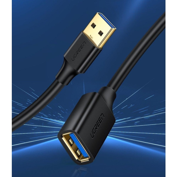 UGrøn USB 3.0 hun USB 3.0 han Kabelforlænger 1,5 m Sort Black